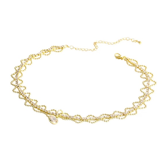 14KT Gold Plated Crystal Beaded Tennis Choker - Picture 4 of 11